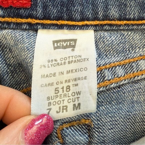 Levi’s 518 super low stretch bootcut dark wash jeans size 7M jr - Picture 4 of 8